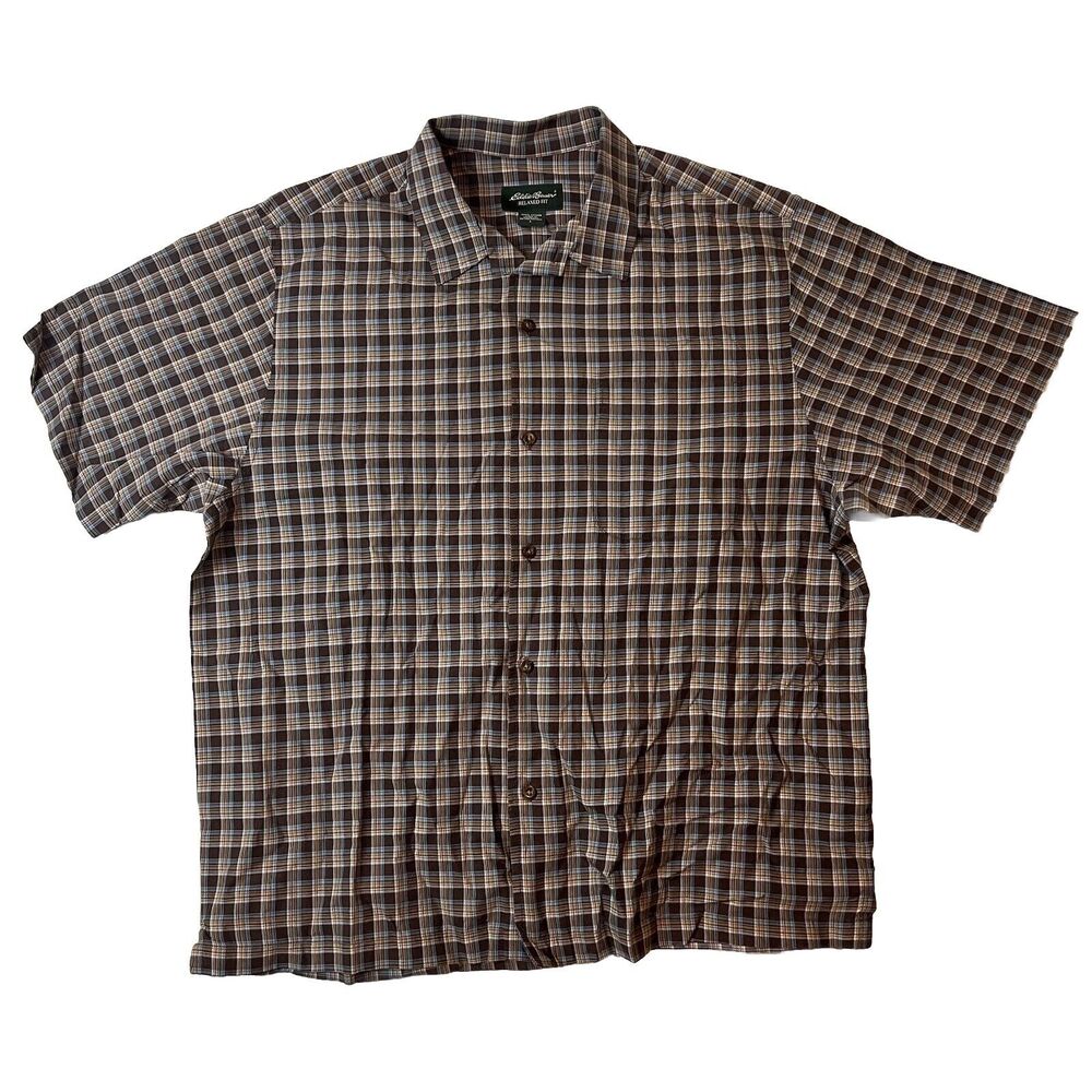 Eddie Bauer Relaxed Fit Men’s Size L Short Sleeves Brown